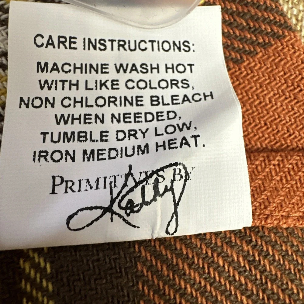 Primitives By Kathy Tea Towel Fall Plaid Dish Cloth Cotton NOS